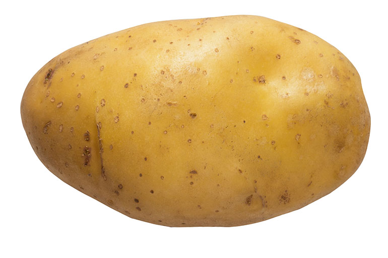 Fresh potato with skin on white background